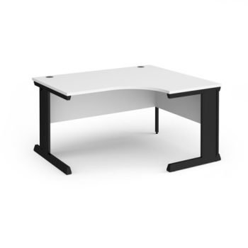 Vivo right hand ergonomic desk 1400mm - black frame White Top - VER14-K-WH