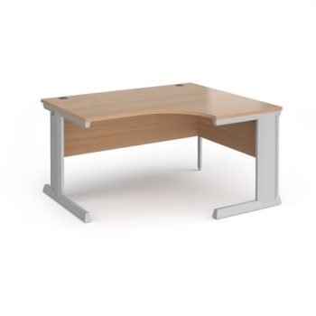 Vivo right hand ergonomic desk 1400mm - silver frame Beech top - VER14-S-B