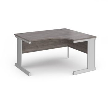 Vivo right hand ergonomic desk 1400mm - silver frame Grey Oak Top - VER14-S-GO