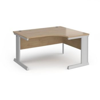 Vivo right hand ergonomic desk 1400mm - silver frame Kendal Oak Top - VER14-S-KO
