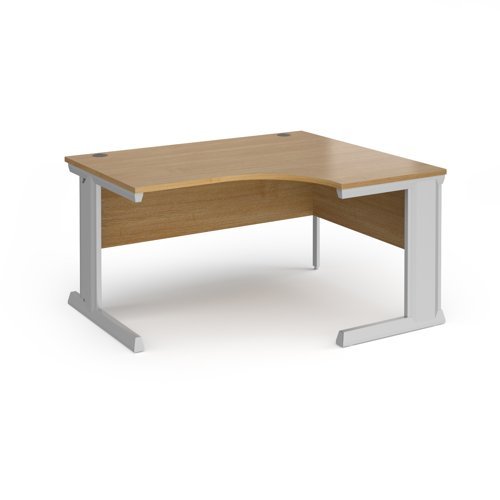Vivo right hand ergonomic desk 1400mm - silver frame Oak Top - VER14-S-O