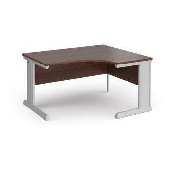 Vivo right hand ergonomic desk 1400mm - silver frame Walnut top - VER14-S-W