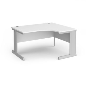 Vivo right hand ergonomic desk 1400mm - silver frame White Top - VER14-S-WH