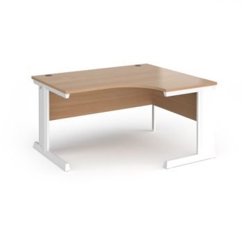Vivo right hand ergonomic desk 1400mm - white frame Beech top - VER14-WH-B