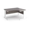 Vivo right hand ergonomic desk 1400mm - white frame Grey Oak Top - VER14-WH-GO