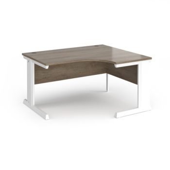 Vivo right hand ergonomic desk 1400mm - white frame Nebraska Oak Top - VER14-WH-NO