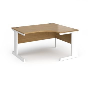 Vivo right hand ergonomic desk 1400mm - white frame Oak Top - VER14-WH-O