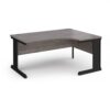 Vivo right hand ergonomic desk 1600mm - black frame Grey Oak Top - VER16-K-GO