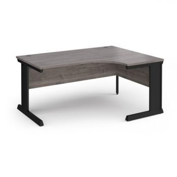 Vivo right hand ergonomic desk 1600mm - black frame Grey Oak Top - VER16-K-GO