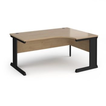 Vivo right hand ergonomic desk 1600mm - black frame Kendal Oak Top - VER16-K-KO