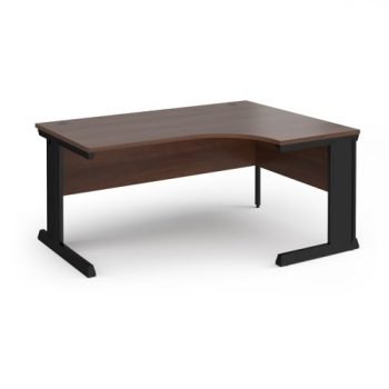 Vivo right hand ergonomic desk 1600mm - black frame Walnut top - VER16-K-W