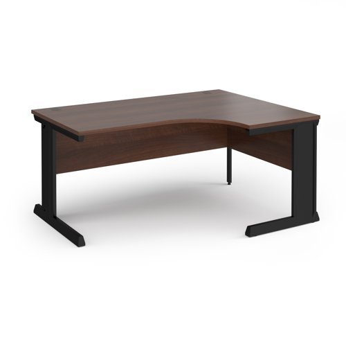 Vivo right hand ergonomic desk 1600mm - black frame Walnut top - VER16-K-W