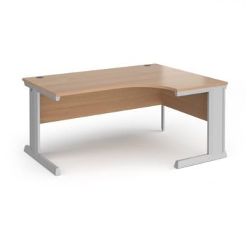 Vivo right hand ergonomic desk 1600mm - silver frame Beech top - VER16-S-B