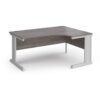 Vivo right hand ergonomic desk 1600mm - silver frame Grey Oak Top - VER16-S-GO