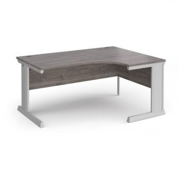 Vivo right hand ergonomic desk 1600mm - silver frame Grey Oak Top - VER16-S-GO