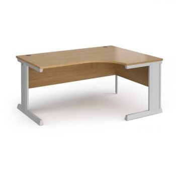 Vivo right hand ergonomic desk 1600mm - silver frame Oak Top - VER16-S-O