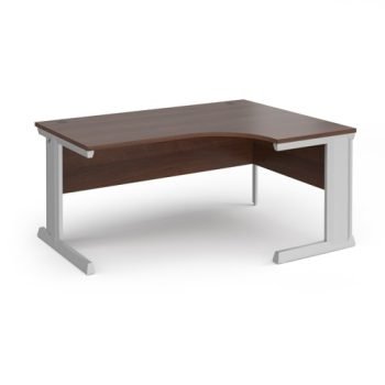 Vivo right hand ergonomic desk 1600mm - silver frame Walnut top - VER16-S-W