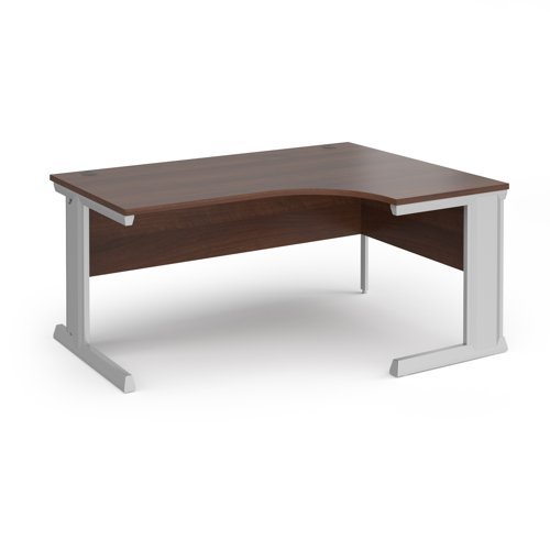 Vivo right hand ergonomic desk 1600mm - silver frame Walnut top - VER16-S-W