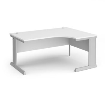 Vivo right hand ergonomic desk 1600mm - silver frame White Top - VER16-S-WH
