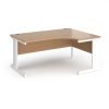 Vivo right hand ergonomic desk 1600mm - white frame Beech top - VER16-WH-B
