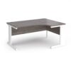 Vivo right hand ergonomic desk 1600mm - white frame Grey Oak Top - VER16-WH-GO