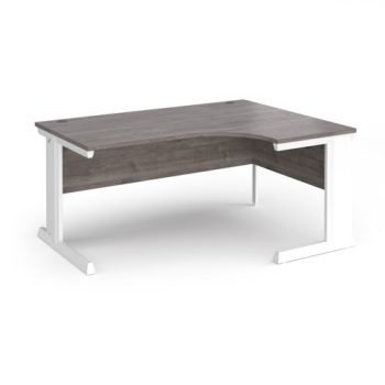 Vivo right hand ergonomic desk 1600mm - white frame Grey Oak Top - VER16-WH-GO