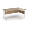 Vivo right hand ergonomic desk 1600mm - white frame Kendal Oak Top - VER16-WH-KO