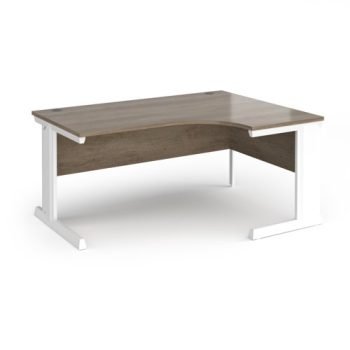 Vivo right hand ergonomic desk 1600mm - white frame Nebraska Oak Top - VER16-WH-NO