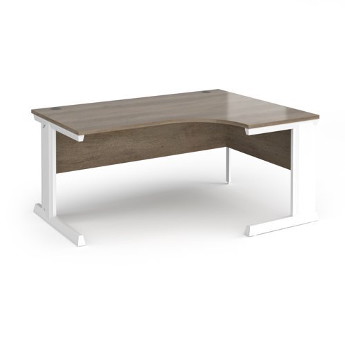 Vivo right hand ergonomic desk 1600mm - white frame Nebraska Oak Top - VER16-WH-NO