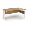 Vivo right hand ergonomic desk 1600mm - white frame Oak Top - VER16-WH-O