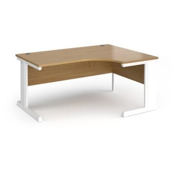 Vivo right hand ergonomic desk 1600mm - white frame Oak Top - VER16-WH-O