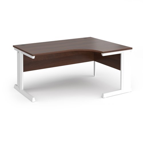 Vivo right hand ergonomic desk 1600mm - white frame Walnut top - VER16-WH-W