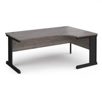 Vivo right hand ergonomic desk 1800mm - black frame Grey Oak Top - VER18-K-GO