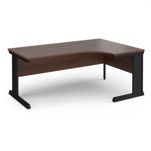 Vivo right hand ergonomic desk 1800mm - black frame Walnut top - VER18-K-W