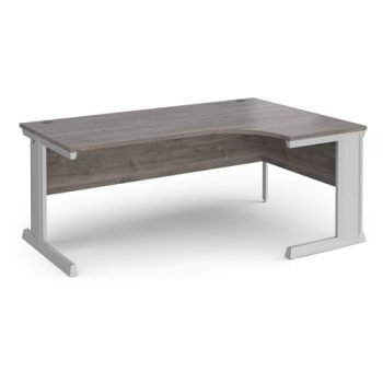 Vivo right hand ergonomic desk 1800mm - silver frame Grey Oak Top - VER18-S-GO