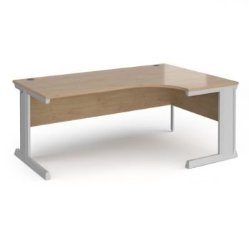 Vivo right hand ergonomic desk 1800mm - silver frame Kendal Oak Top - VER18-S-KO
