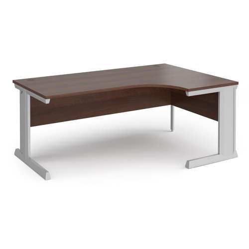 Vivo right hand ergonomic desk 1800mm - silver frame Walnut top - VER18-S-W