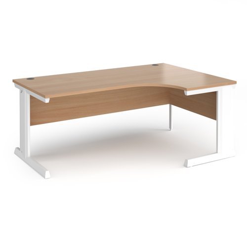 Vivo right hand ergonomic desk 1800mm - white frame Beech top - VER18-WH-B
