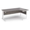 Vivo right hand ergonomic desk 1800mm - white frame Grey Oak Top - VER18-WH-GO