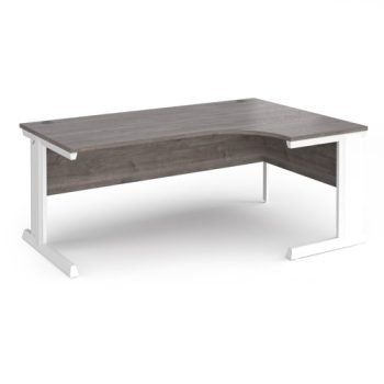 Vivo right hand ergonomic desk 1800mm - white frame Grey Oak Top - VER18-WH-GO