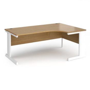 Vivo right hand ergonomic desk 1800mm - white frame Oak Top - VER18-WH-O
