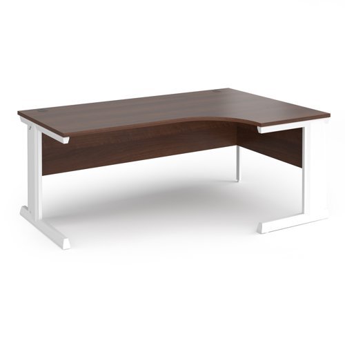 Vivo right hand ergonomic desk 1800mm - white frame Walnut top - VER18-WH-W
