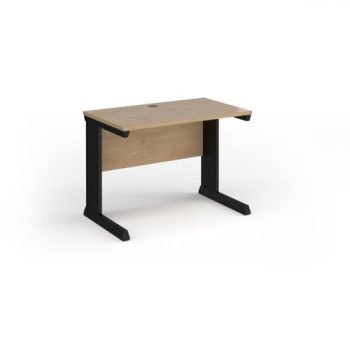 Vivo straight desk 1000mm x 600mm - black frame Kendal Oak Top - VEX10-K-KO