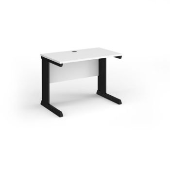 Vivo straight desk 1000mm x 600mm - black frame White Top - VEX10-K-WH
