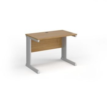 Vivo straight desk 1000mm x 600mm - silver frame Oak Top - VEX10-S-O