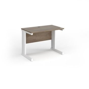 Vivo straight desk 1000mm x 600mm - white frame Nebraska Oak Top - VEX10-WH-NO