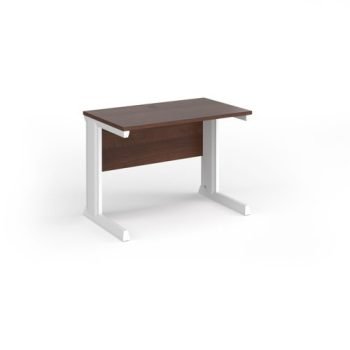 Vivo straight desk 1000mm x 600mm - white frame Walnut top - VEX10-WH-W