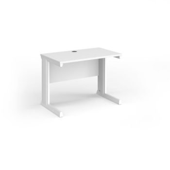 Vivo straight desk 1000mm x 600mm - white frame White Top - VEX10-WH-WH