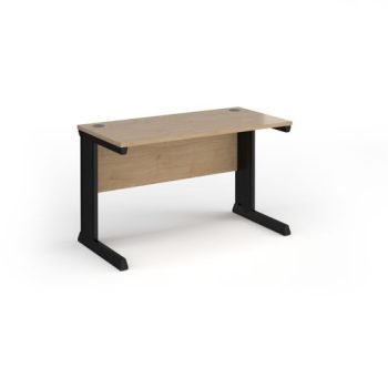 Vivo straight desk 1200mm x 600mm - black frame Kendal Oak Top - VEX12-K-KO