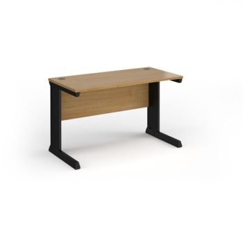Vivo straight desk 1200mm x 600mm - black frame Oak Top - VEX12-K-O